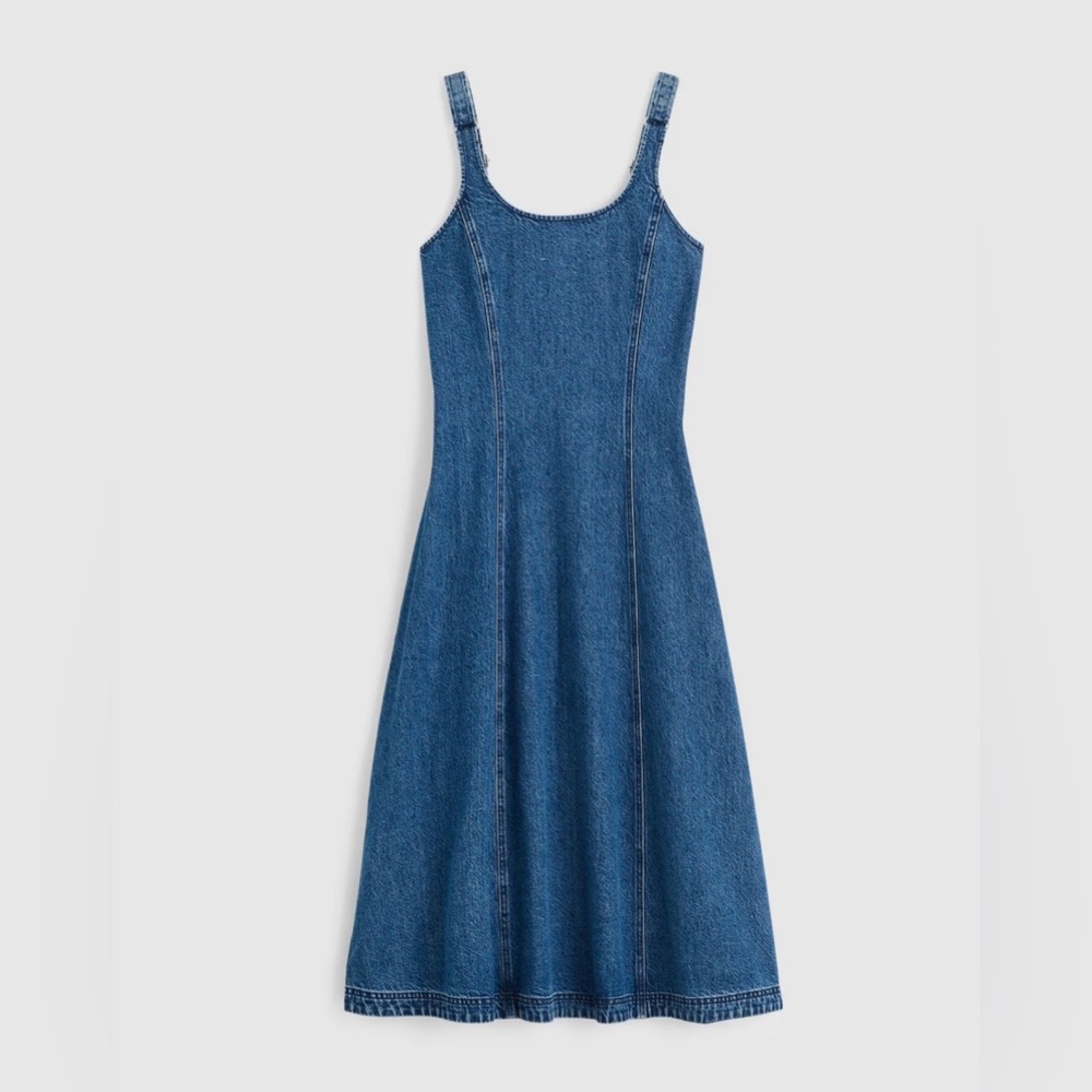 Madewell Denim Scoop Neck Midi Sleeveless Dress XS
